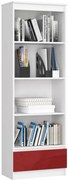 Regał młodzieżowy biały na książki + czerwony połysk E2-S59
