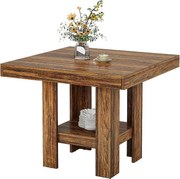 Kwadratowy stół jadalny dla 4 osób, mały stół kuchenny z półkami do przechowywania, kompaktowe meble do jadalni w apartamentach