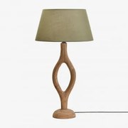Lampa Stołowa Z Drewna Mango Gracia Drewno Mango & Sage Green Ø40 Cm - ↑25 Cm Monaco - Sklum