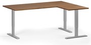Narożne biurko z regulacją wysokości, 180x140 cm, 3 silniki, L/P, szara podstawa, orzech