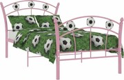 Różowe metalowe łóżko dla dziewczynki z motywem piłki 90x200 cm T2-P03