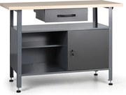 Stół warsztatowy G1, 840 x 1200 x 600 mm, 1 szafka, 2 półki