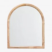 Lustro Ścienne 40x50 Cm Z Drewna Mango Patmos Ciemny Drewniany Uchwyt - Sklum