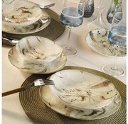 Zestaw obiadowy 24-częściowy, biały/brązowy, porcelana