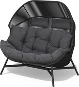 FOTEL OGRODOWY DWUOSOBOWY HOLA ANTRACYT Z PODUSZKAMI