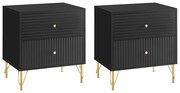 Zestaw 2 szafek nocnych z 2 szufladami - Czarny - LUREO