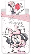 Biało-różowa bawełniana pościel dziecięca jednoosobowa 140x200 cm Minnie "White" – Jerry Fabrics