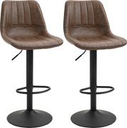 HOMCOM zestaw 2 krzeseł barowych o regulowanej wysokości 91-111 cm z podnóżkiem do kuchni