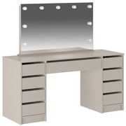 Podwójna toaletka z lustrem LED - 9 szuflad – Beżowa - JENEMI