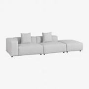 2-częściowa Modułowa Sofa Narożna Lewostronna Z Wysokim Podłokietnikiem I Pufą ↔︎345 Cm Bruna Tkaniny Gris Glacial - Sklum