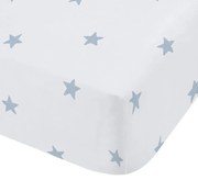 Biało-niebieskie bawełniane prześcieradło dziecięce do łóżeczka z gumką 70x140 cm Mini Star &amp; Stripes – Bianca