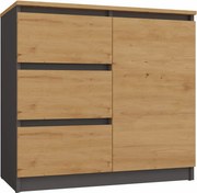 Nowoczesna Komoda Z Szufladami Antracyt + Dąb Artisan N0-S28