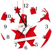 Zegar ścienny Okrągły Święta Świety Mikołaj Prezenty