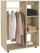 Skandynawska komoda z drążkiem i półkami dąb sonoma P3-M09