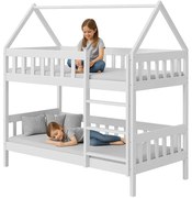 Białe drewniane łóżko piętrowe dla rodzeństwa B0-P10