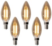 Set van 5 E14 dimbare LED lampen B35 smoke 4W 300 lm 2200K