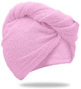 Szybkoschnący turban do włosów frotte różowy, 100% bawełna