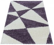 Dywan shaggy Tango trójkąty fioletowo-kremowy 140 cm x 200 cm