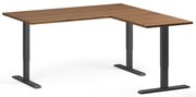 Narożne biurko z regulacją wysokości, 160x160 cm, 3 silniki, L/P, czarna podstawa, orzech