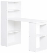 HOMCOM Biurko kuchenne z półką, stolik komputerowy, stół do pracy, stolik na laptopa, regał biurowy, biały, 120 x 55 x 120 cm