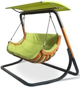 Zielony wiszący fotel ogrodowy z daszkiem E1-D00