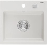 Mexen Milo zlewozmywak granitowy 1-komorowy 435 x 410 mm, biały, syfon chrom - 6505441000-20