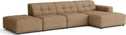 Narożnik z pufą prawostronny Bergamo B  – tkanina Raven 34 jasno brązowa, 341×166×70 cm