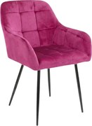 Ciemnoróżowe krzesło jadalniane LOREN VELVET z czarnymi nogami