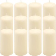 Zestaw świec filarowych, 11,5 cm, Ø 6 cm, kremowe, 12 szt.
