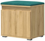 Szafka na buty z welurowym siedziskiem dąb craft + zielony E5-A85