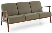 Oliwkowa tapicerowana sofa 3-osobowa w stylu vintage T0-D26
