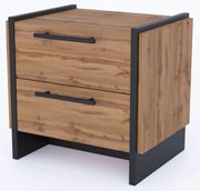 Zestaw 2 szafek nocnych z szufladami dąb wotan + czarny B7-B33