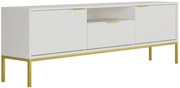 Biała szafka RTV ze złotymi zdobieniami 175 cm H8-L21