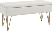 HOMCOM Ławka do Sypialni z Miejscem do Przechowywania, Gruba Wyściółka, Oddychająca Tkanina, Metalowe Nogi, 100x40x49 cm, Kremowa