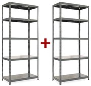 Regał półkowy 1+1 GRATIS, 1800x900x600 mmmm, 5 półek, nośność półki 175 kg, RAL 7031