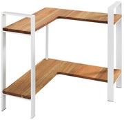 Narożna, dwupoziomowa półka kuchenna na blat LOUISA, drewno akacji