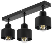 Czarna lampa sufitowa, trzypunktowy spot DSC50x7SC z drewna i metalu E