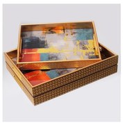 ZESTAW 2x Dekoracyjna taca 40x30/35x25 cm złoty