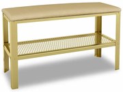 Nowoczesna pufa z metalowym stelażem złoty + jasny beż E7-S22