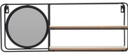 Półka dekoracyjna z małym lusterkiem, 2 poziomy, 59 x 20 cm