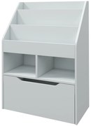 HOMCOM Regał Dziecięcy z Szufladą, Regał na Książki z Przegrodami, 60 x 29,9 x 90 cm, Szary