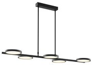 Nowoczesna lampa wisząca czarna z wbudowanym LED-em, 3-stopniowa regulacja jasności, 5-światłowa - Vivé Nowoczesny Oswietlenie wewnetrzne