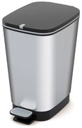Plastikowy kosz na śmieci z pedałem w kolorze srebra 35 l Chic Bin – KIS