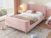 Łóżko dziecięce 90x200 cm tapicerowane welurem różowym (materac nie jest w zestawie)