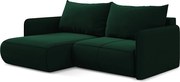 Narożnik lewostronny z funkcją spania - z tkaniny welwetowej - butelkowa zieleń - NANEA