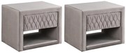 Zestaw 2 stolików nocnych - 1 szuflada i 1 wnęka - Tkanina welurowa - Beżowe - DANIELE