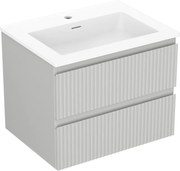 Mexen Rivel szafka łazienkowa 60 cm z umywalką Otis, 2 szuflady, ryflowana , szara mat/biała mat - 91A20-06047-2-BFF62-W18M01