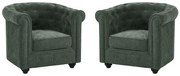 Zestaw 2 foteli i z zielonej tkaniny CHESTERFIELD