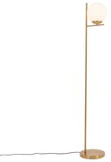 Lampa podłogowa w stylu art deco złota i opalowe szkło - FloreDesignerski Oswietlenie wewnetrzne