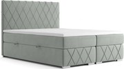 Łóżko kontynentalne AVELA 140x200 szare velvet z pojemnikiem LAVERTO